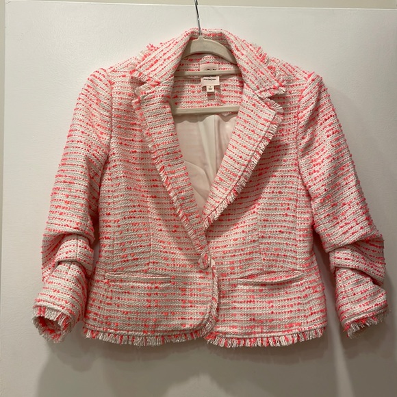 Cinq a Sept Hot Pink and White Tweed Blazer - Picture 1 of 5